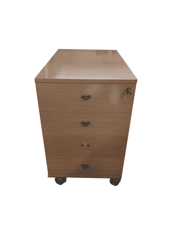 Comodino in legno con ruote